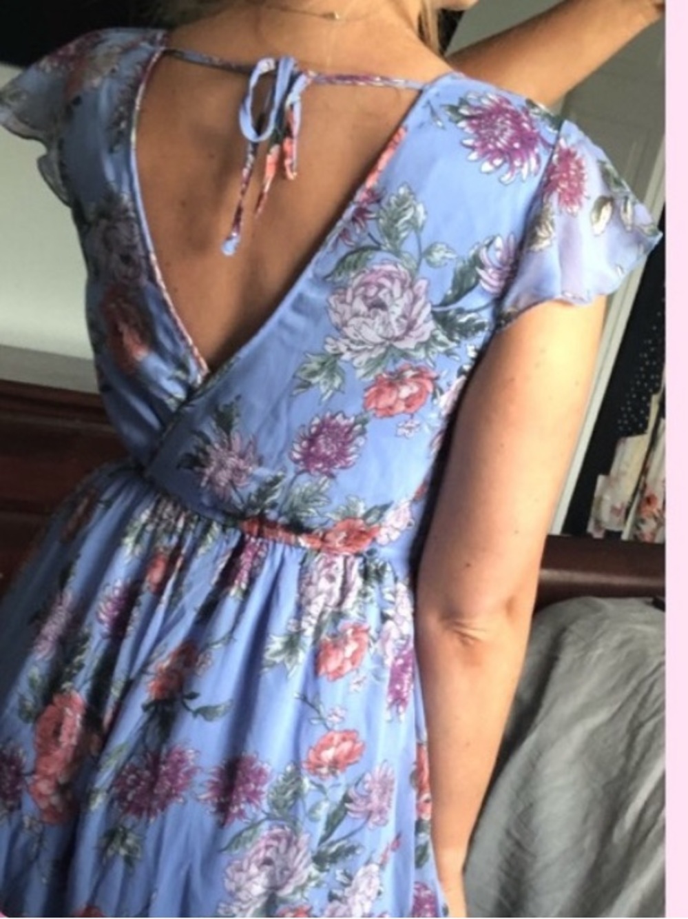 Band of Gypsies Light Blue Floral Asymmetrical Cottagecore Maxi Dress XL - Picture 2 of 16